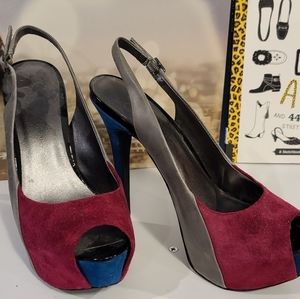 JESSICA Simpson colorblock slingback heels US 7.5